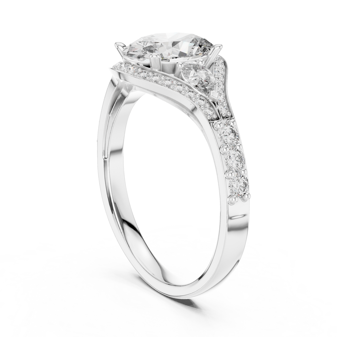 00001L (49) - Fashion Oval Ring - White Gold