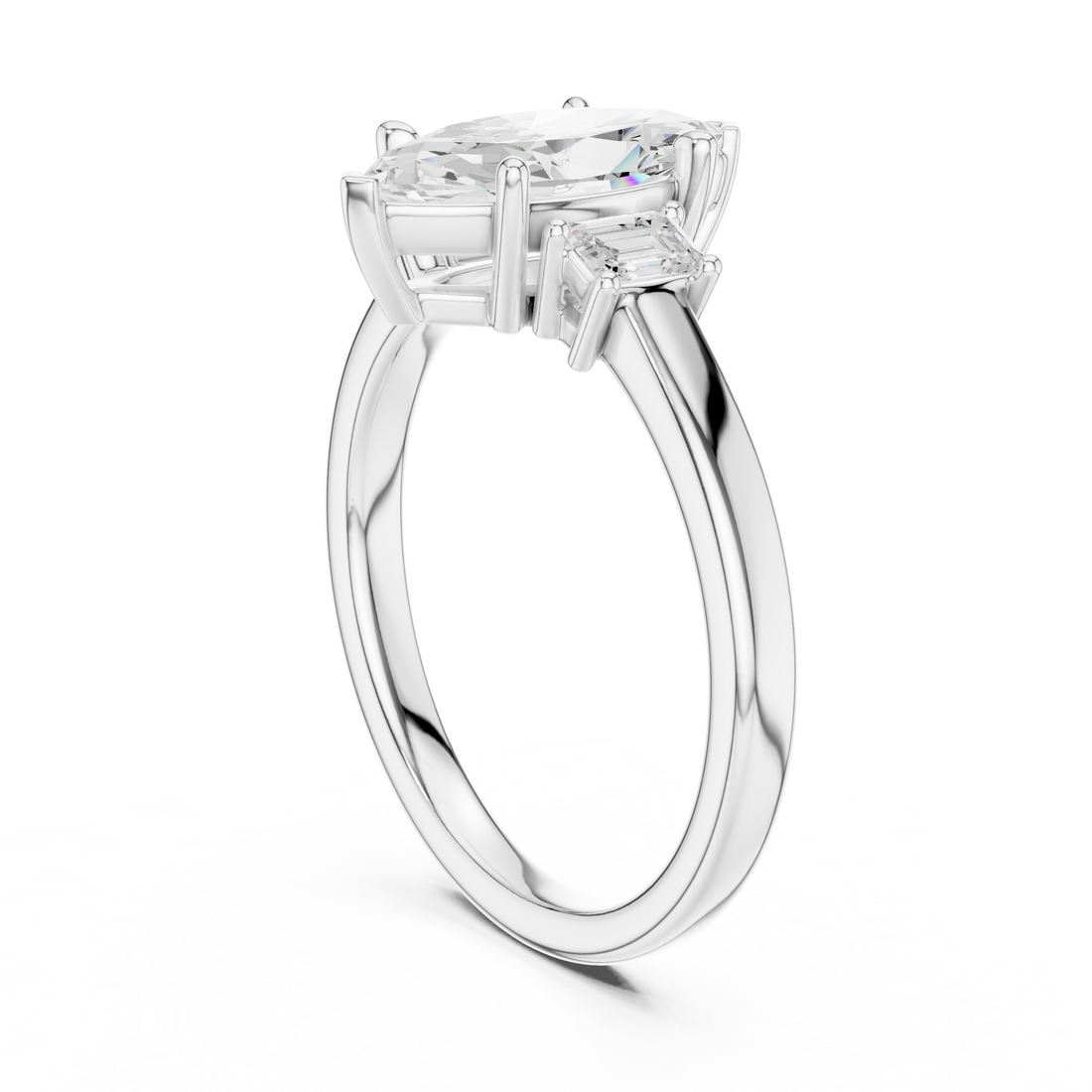 DDLR-870 - Three Stone Marquise Ring - White Gold