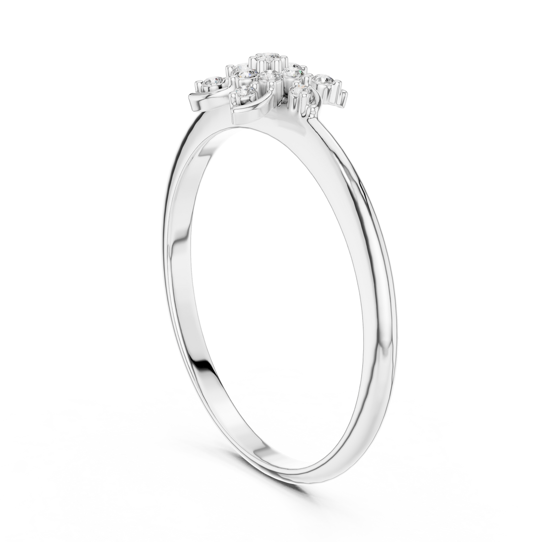 1 (449) - Fashion Round Ring - White Gold