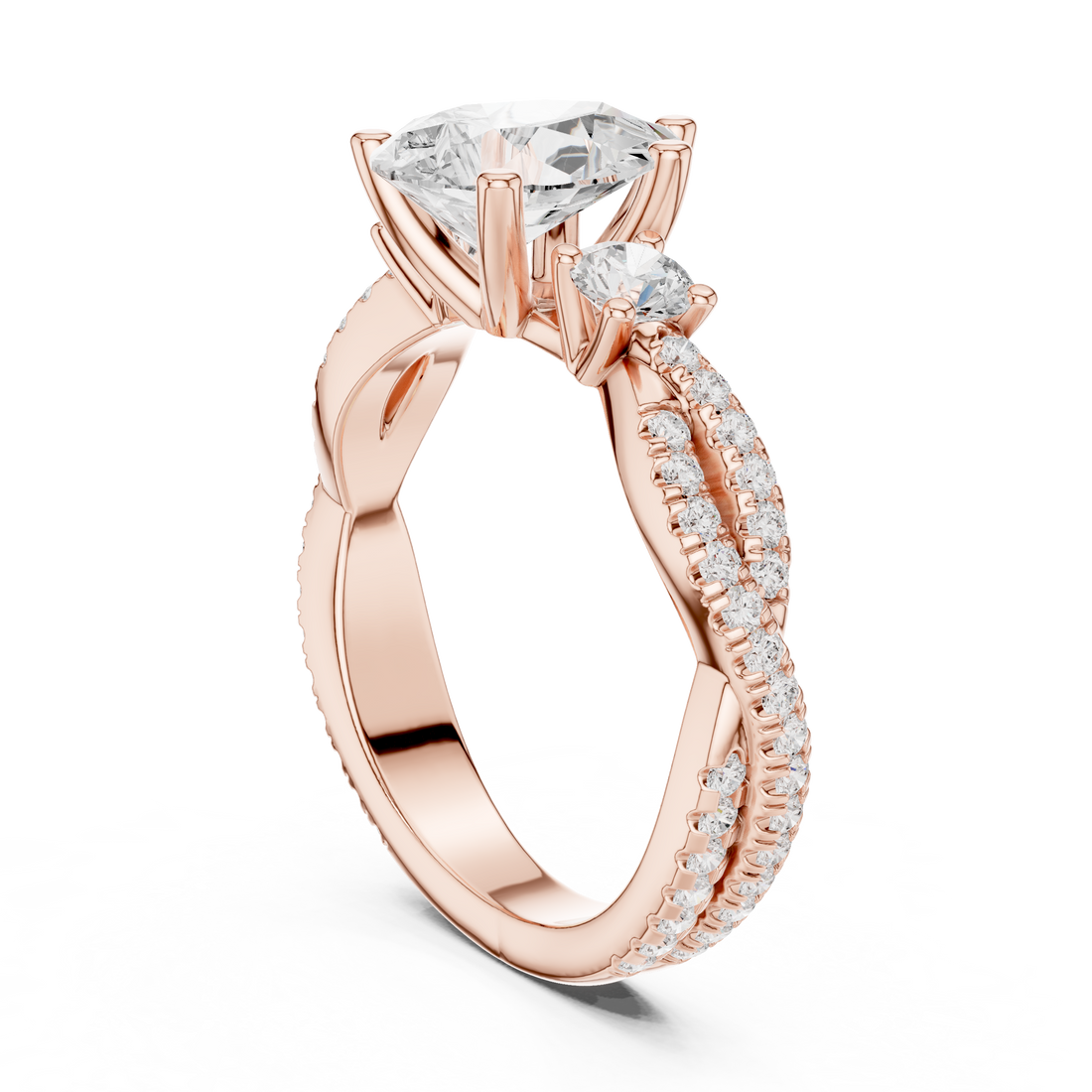 DDLR-1037 - Three Stone Pear Ring - White Gold
