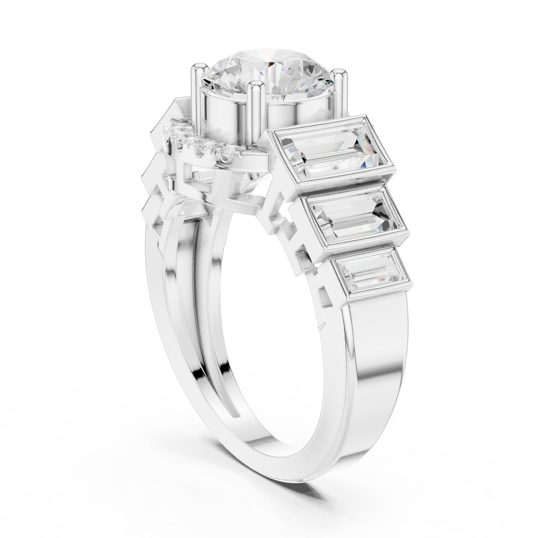 DDLR-323 - Halo Round Ring - White Gold