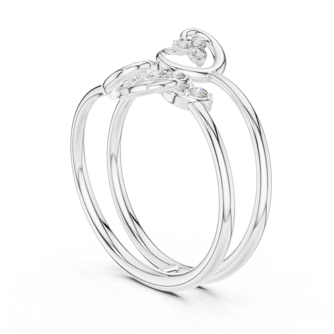 1 (233) - Fashion Round Ring - White Gold