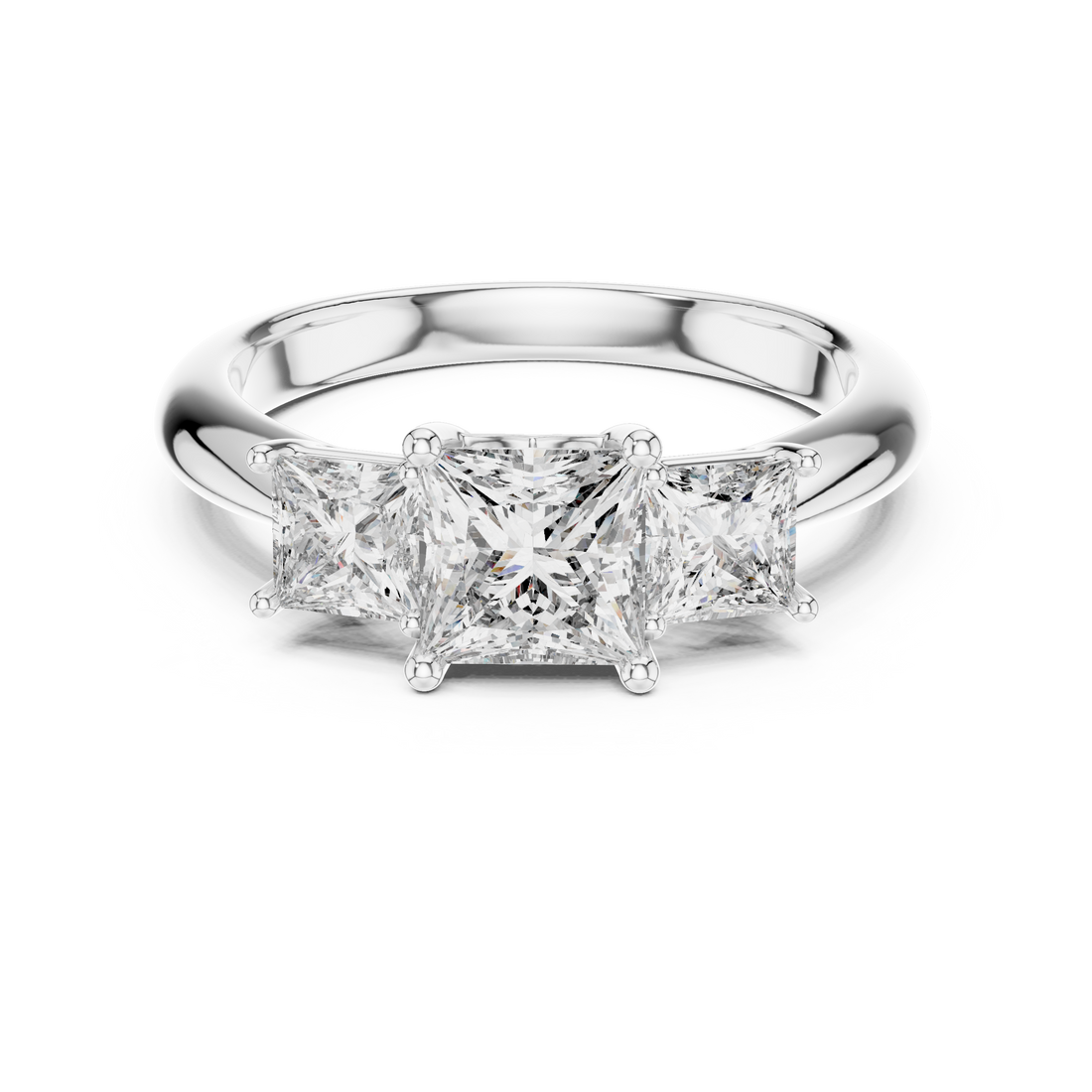 Three Stone Ring - Princess | DDLR-044 - Rose Gold