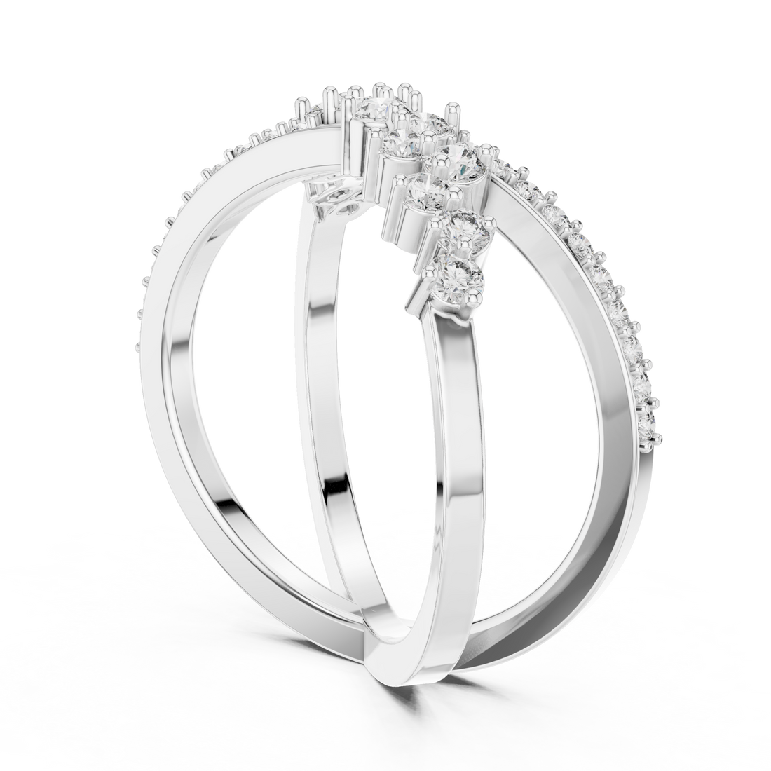 12#10020@L - Bypass Round Ring - White Gold