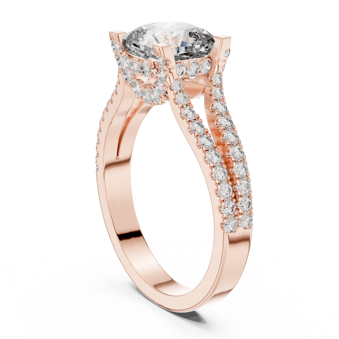 DDLR-182 - Split Shank Cushion Ring - White Gold