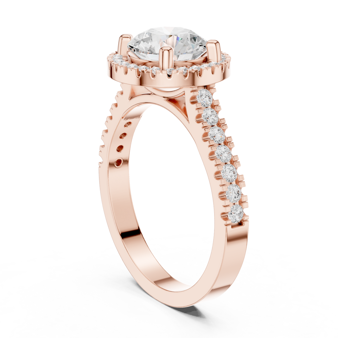 DDLR-345 - Halo Round Ring - White Gold