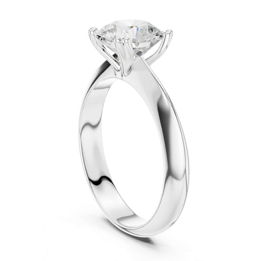 DDLR-147-RD - Solitaire Round Ring - White Gold