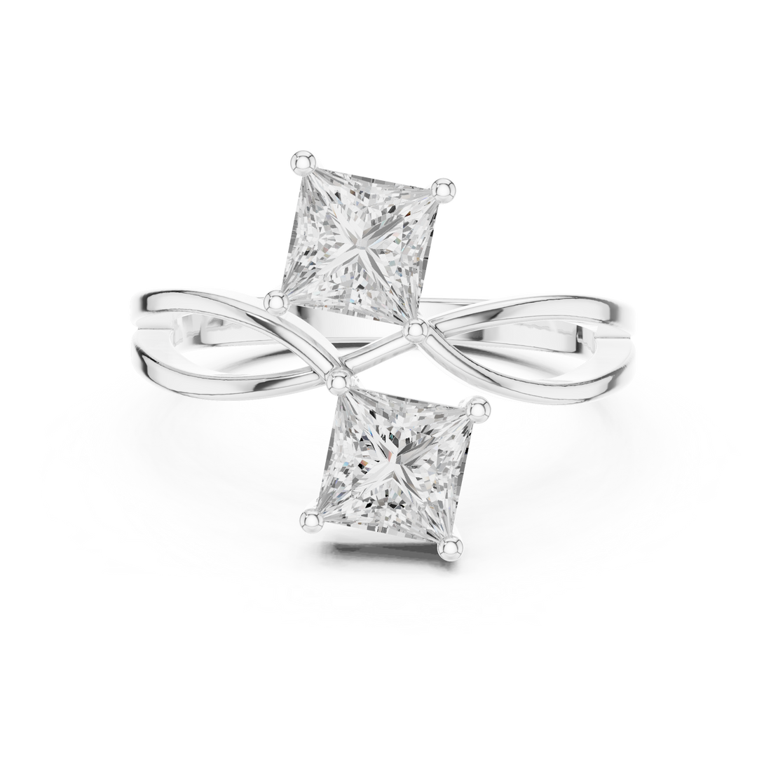 Bypass Ring - Princess | DDLR-470 - Rose Gold