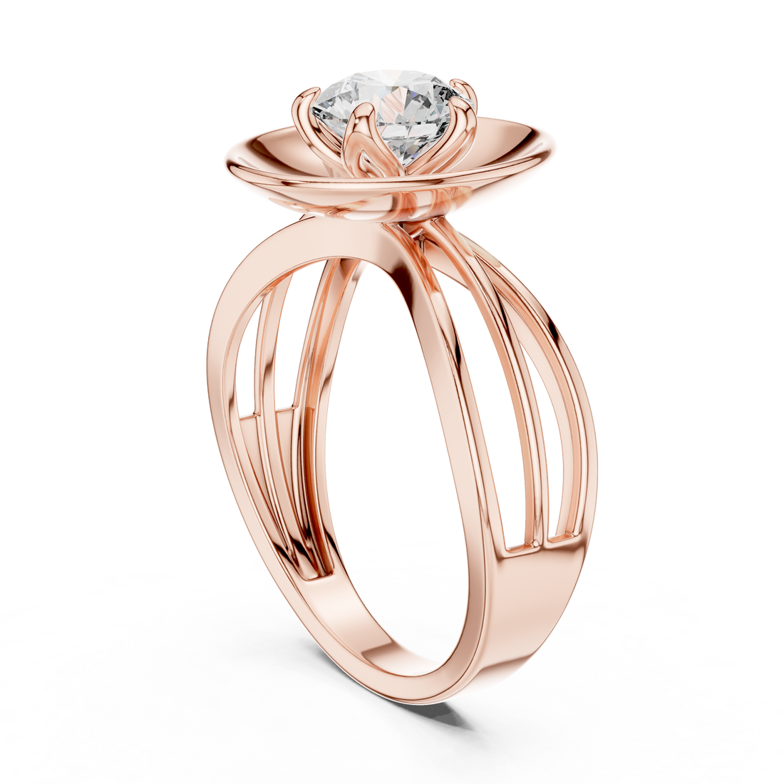 LR-0096 - Solitaire Round Ring - White Gold