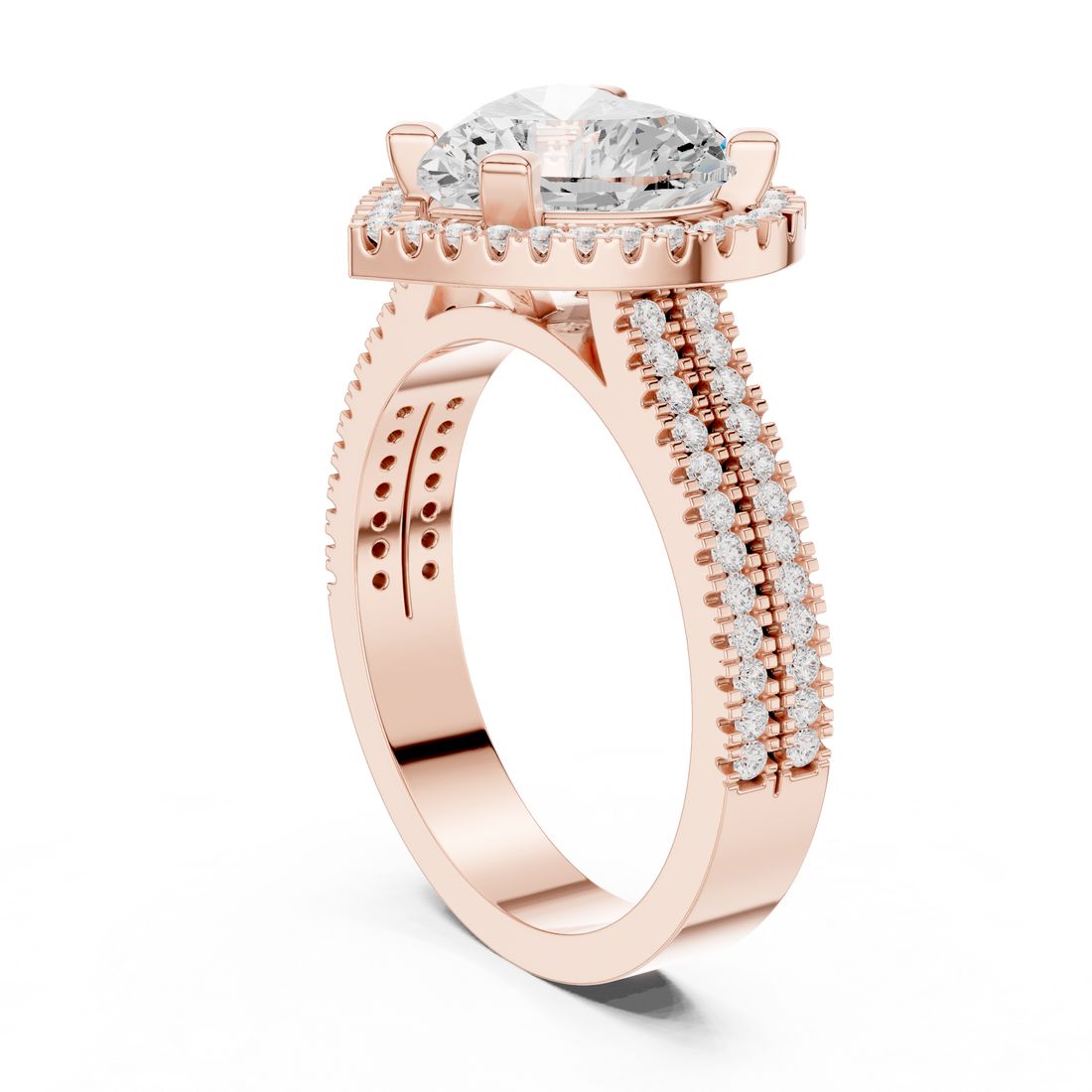 DDLR-341 HR - Halo Heart Ring - White Gold