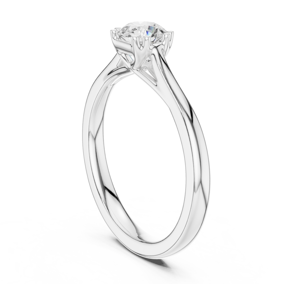 DDLR-551 - Solitaire Round Ring - White Gold