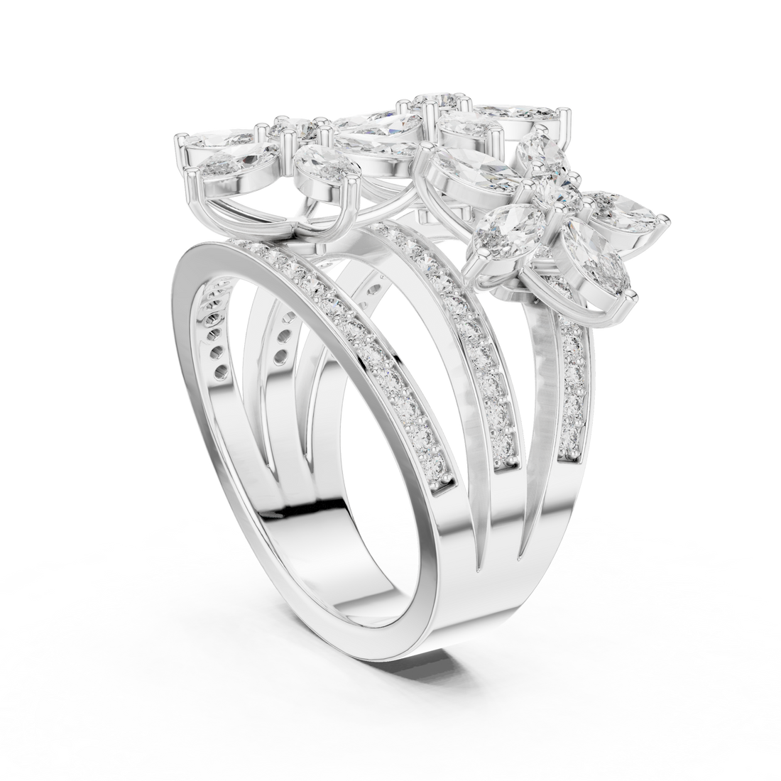 9#10011L_26 - Fashion Marquise Ring - White Gold