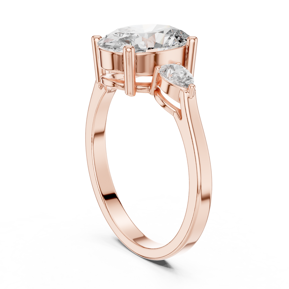 ALJLR-491 - Three Stone Oval Ring - White Gold