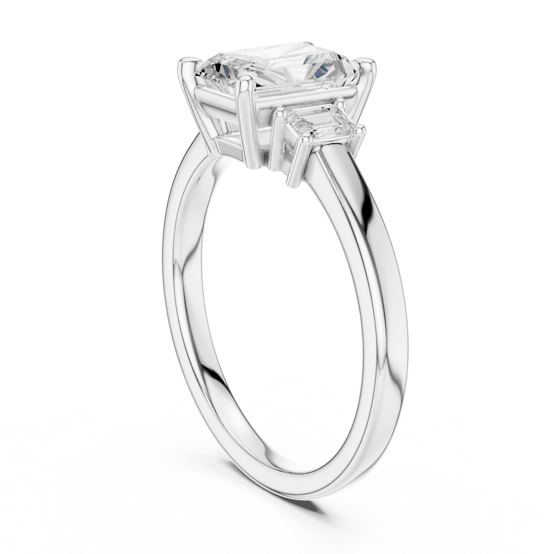 DDLR-906 - Three Stone Radiant Ring - White Gold