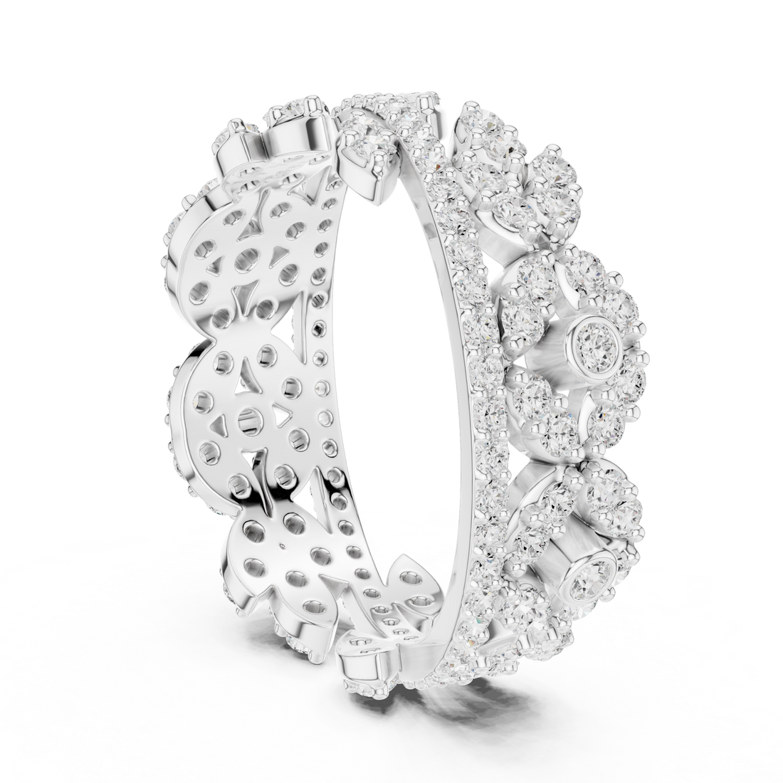 R45 - Fashion Round Ring - White Gold