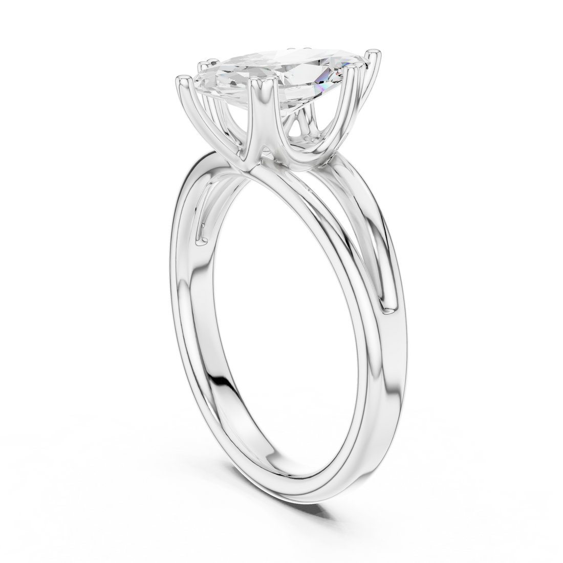 DDLR-094-MQ - Solitaire Marquise Ring - White Gold