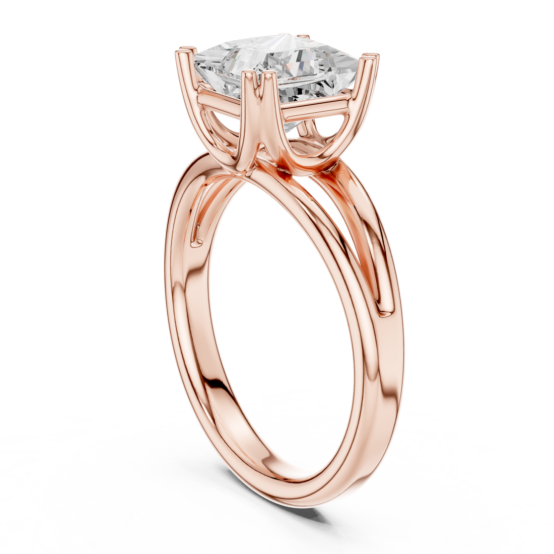 DDLR-094-PR - Split Shank Princess Ring - White Gold