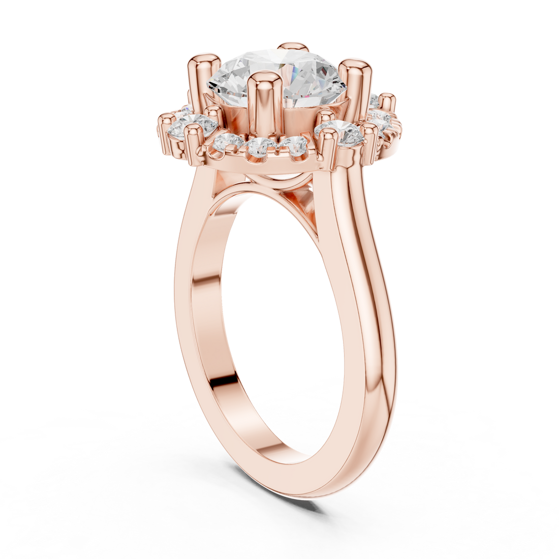 DDLR-330 - Halo Round Ring - White Gold