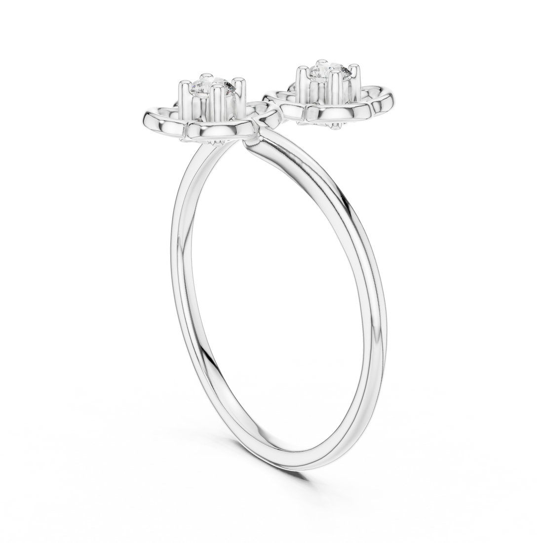 12#10027@L - Bypass Round Ring - White Gold