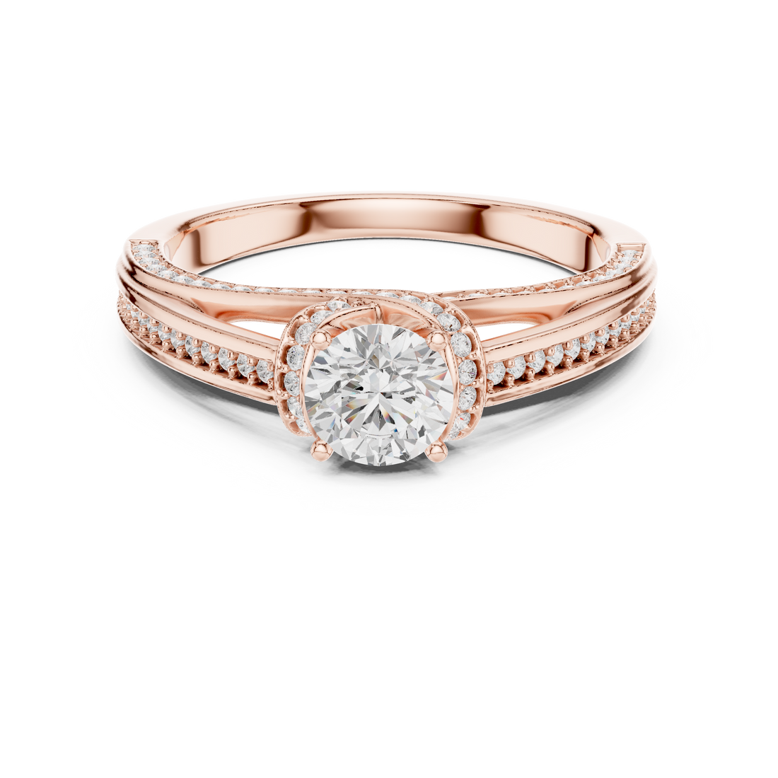 Split Shank Ring - Round | LR-0304 - Rose Gold