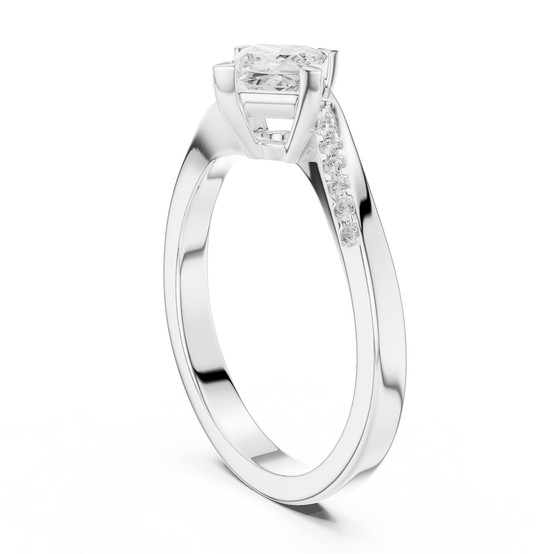 DDLR-498 - Solitaire Princess Ring - White Gold