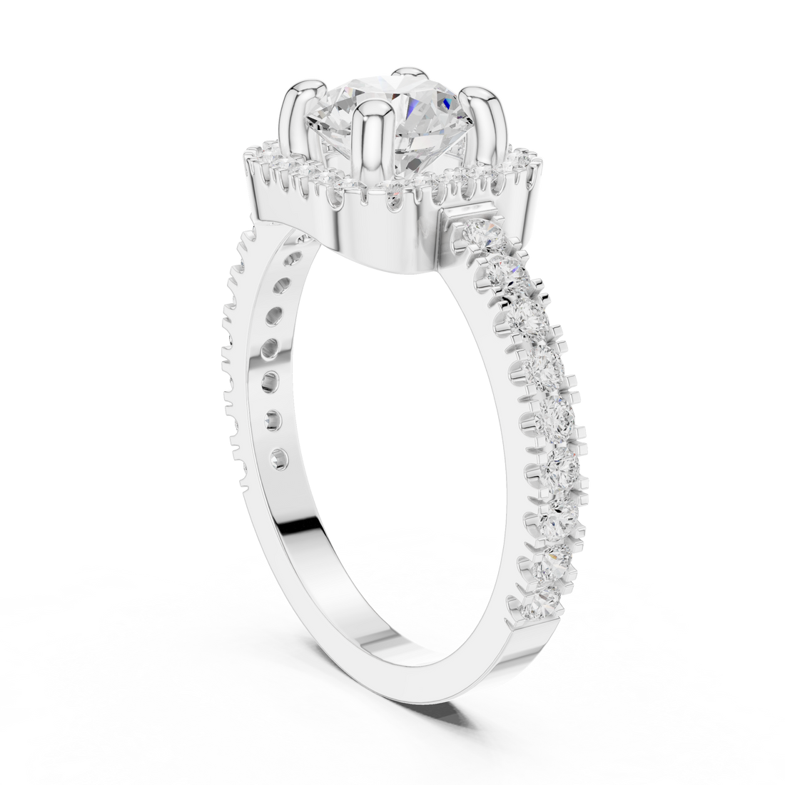 DDLR-314 - Halo Round Ring - White Gold