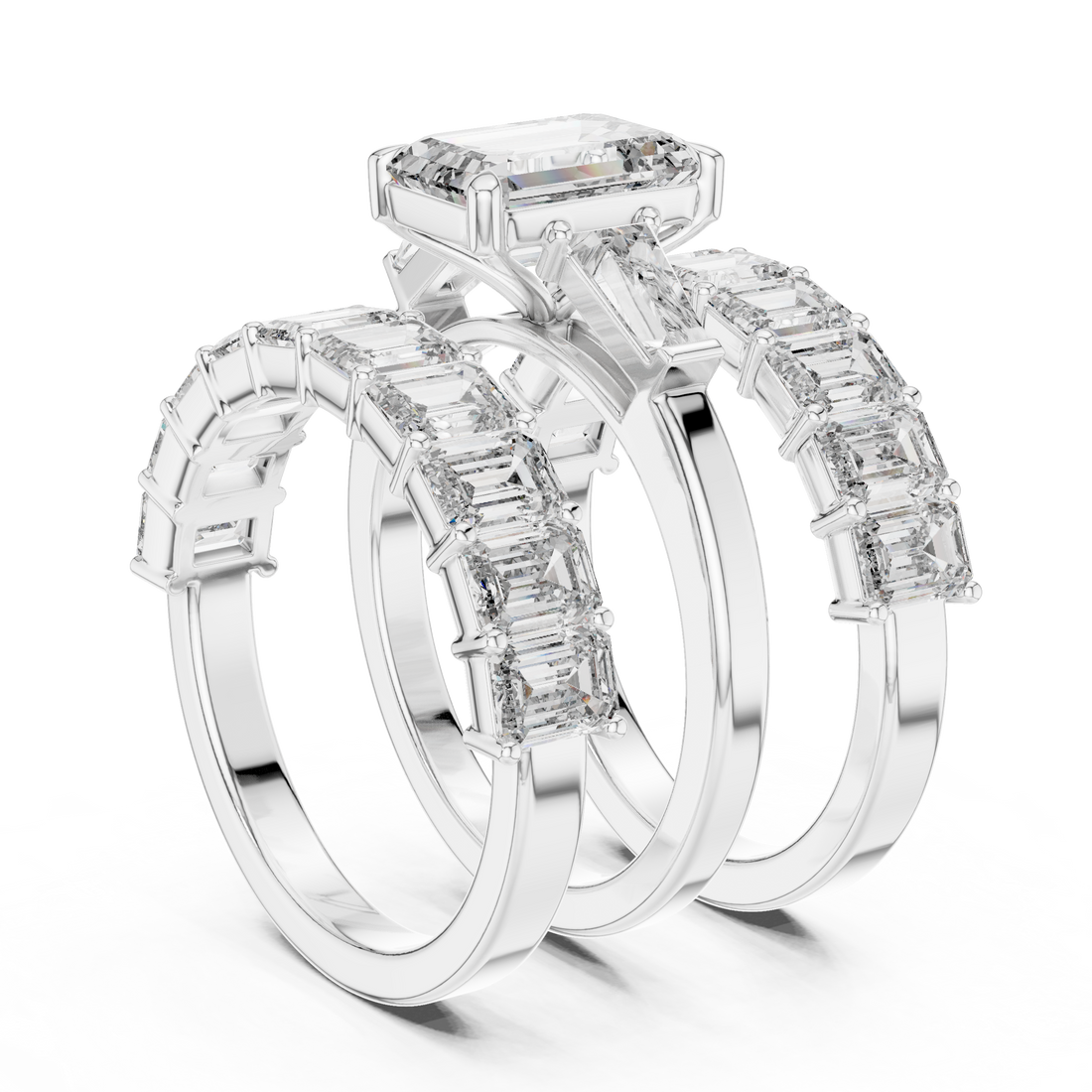 9#10032L_SS16 - Bypass Emerald Ring - White Gold