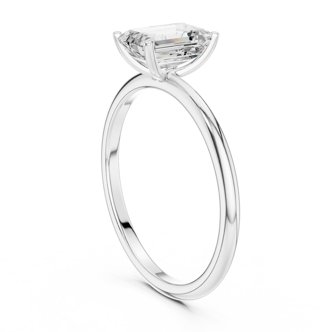 DDLR-1064 - Solitaire Emerald Ring - White Gold