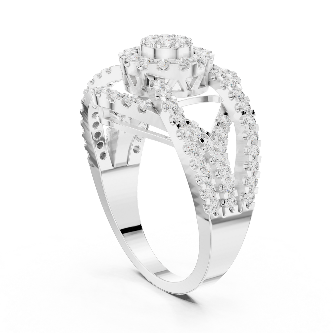 DDLR-458 - Halo Round Ring - White Gold