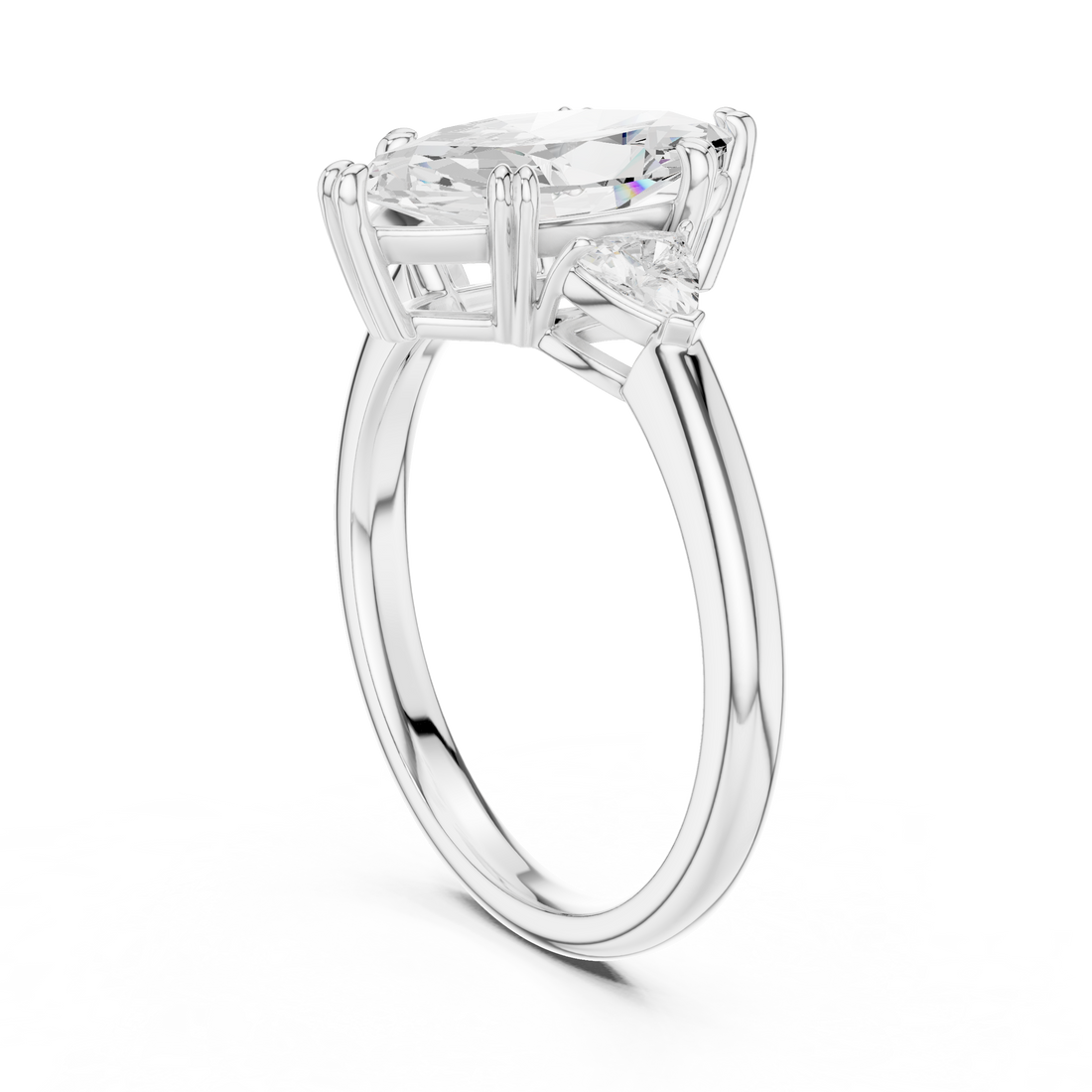 DDLR-033-MQ - Three Stone Marquise Ring - White Gold