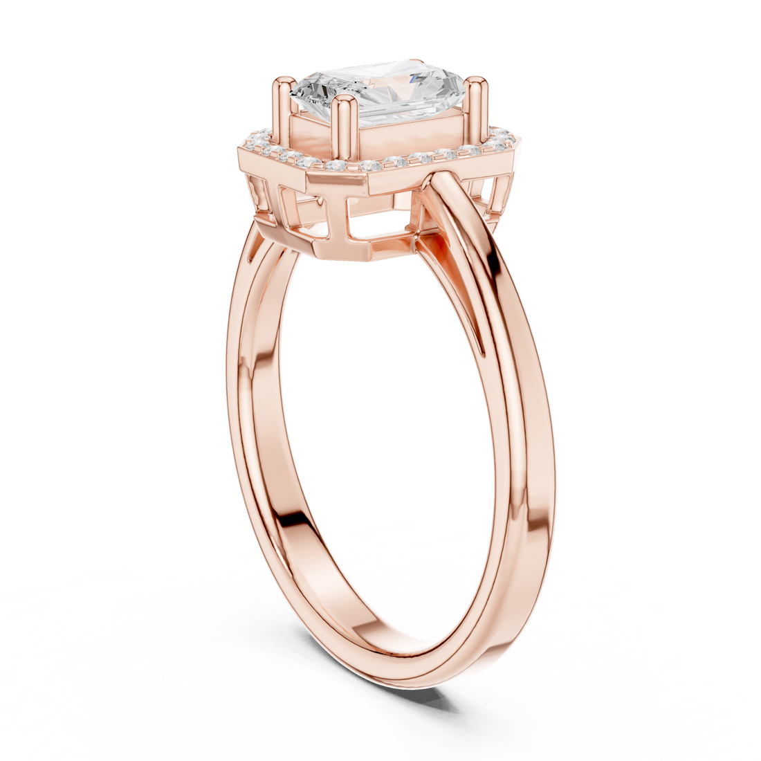 DDLR-472 - Halo Emerald Ring - White Gold