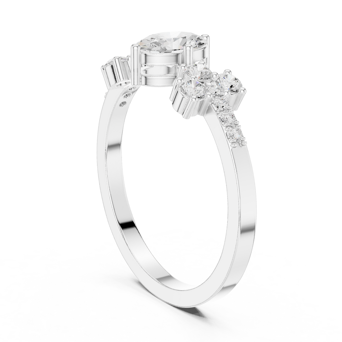 HLR-258 - Fashion Oval Ring - White Gold