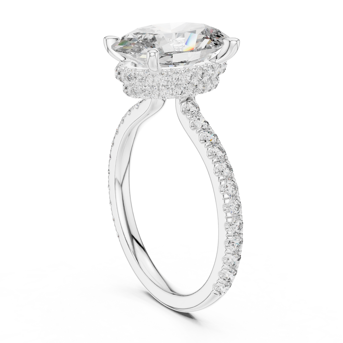 DDLR-171 - Solitaire Oval Ring - White Gold
