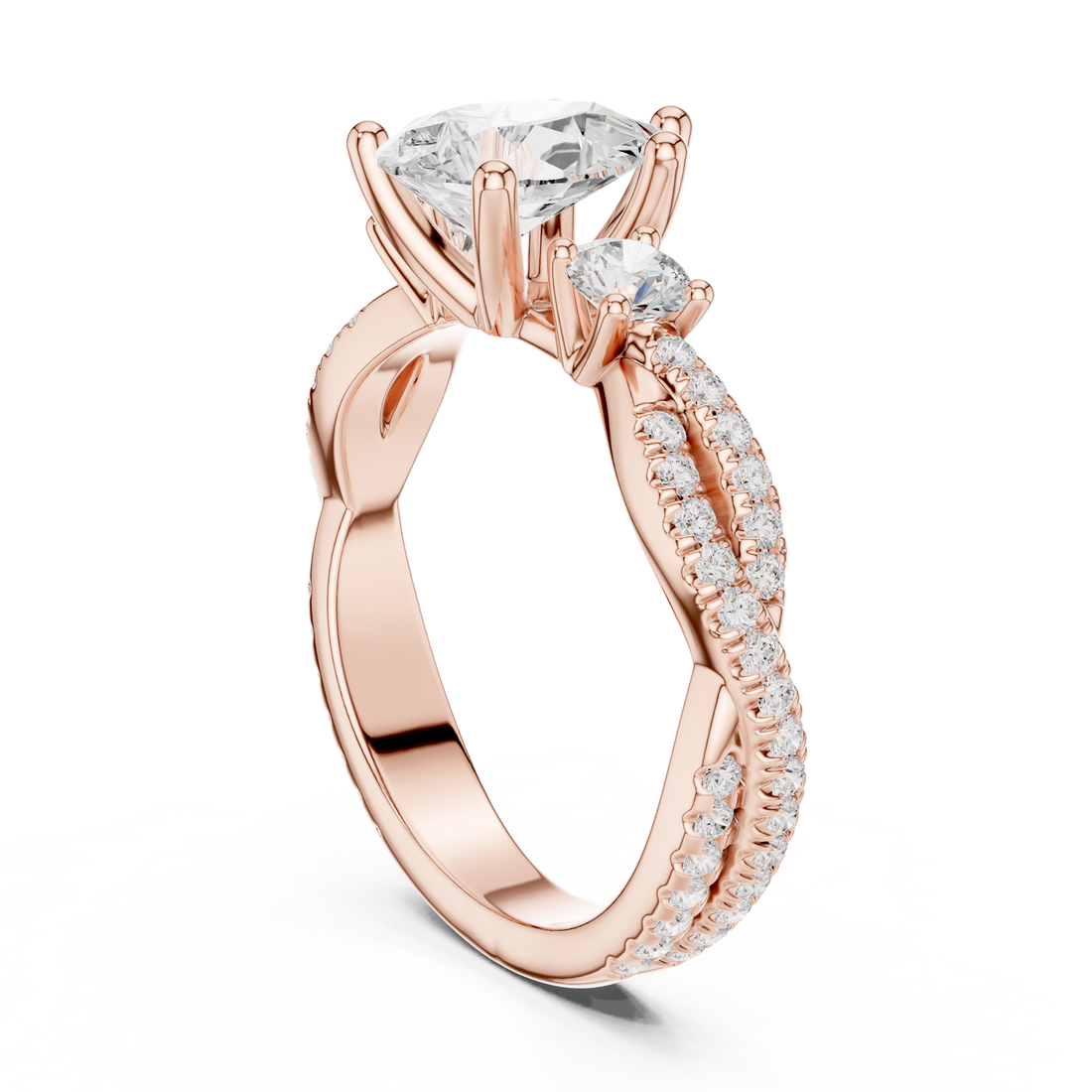 DDLR-281-PE - Three Stone Pear Ring - White Gold