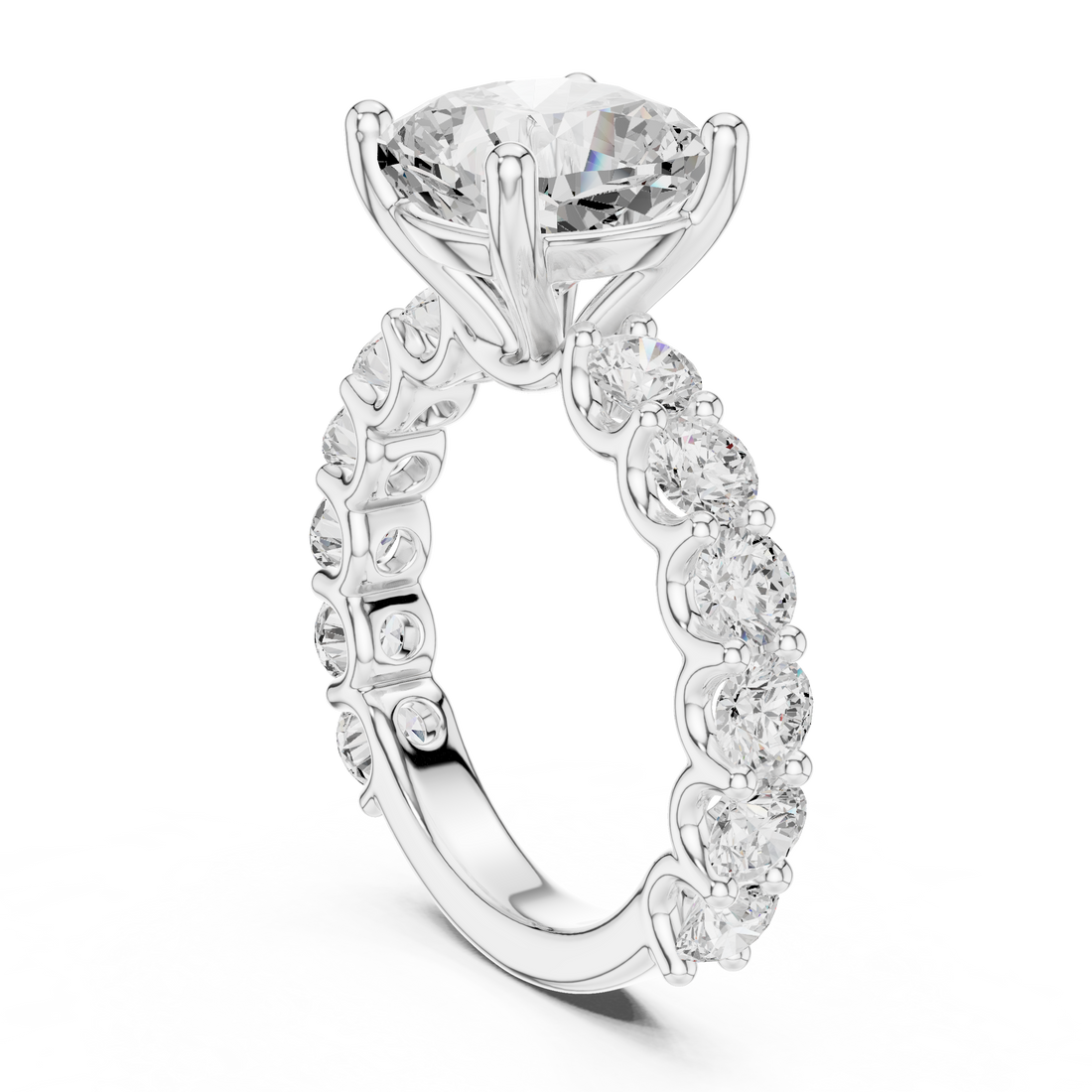 DDLR-087- CU - Solitaire Cushion Ring - White Gold