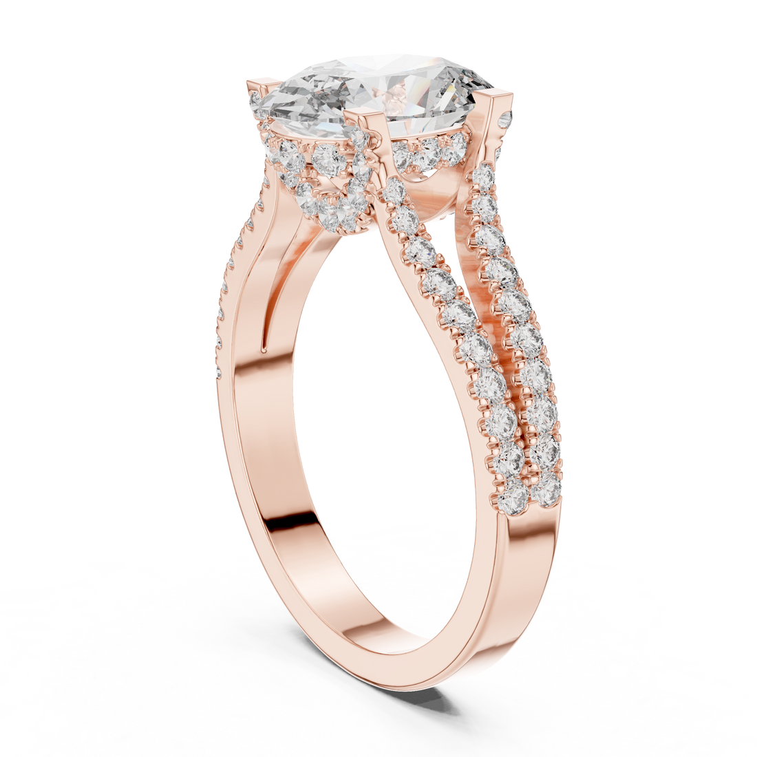DDLR-183 - Split Shank Oval Ring - White Gold