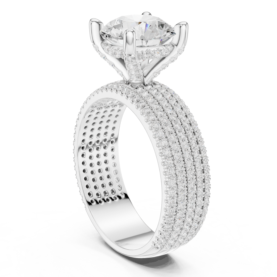 DDLR-261-RD - Solitaire Round Ring - White Gold