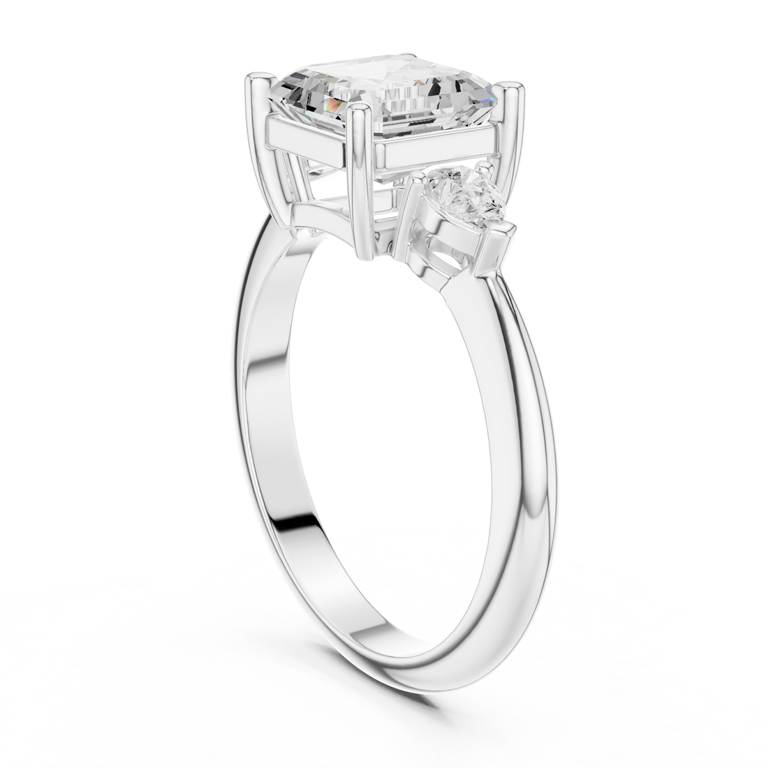 Three Stone Ring - Asscher | 66 AC - White Gold