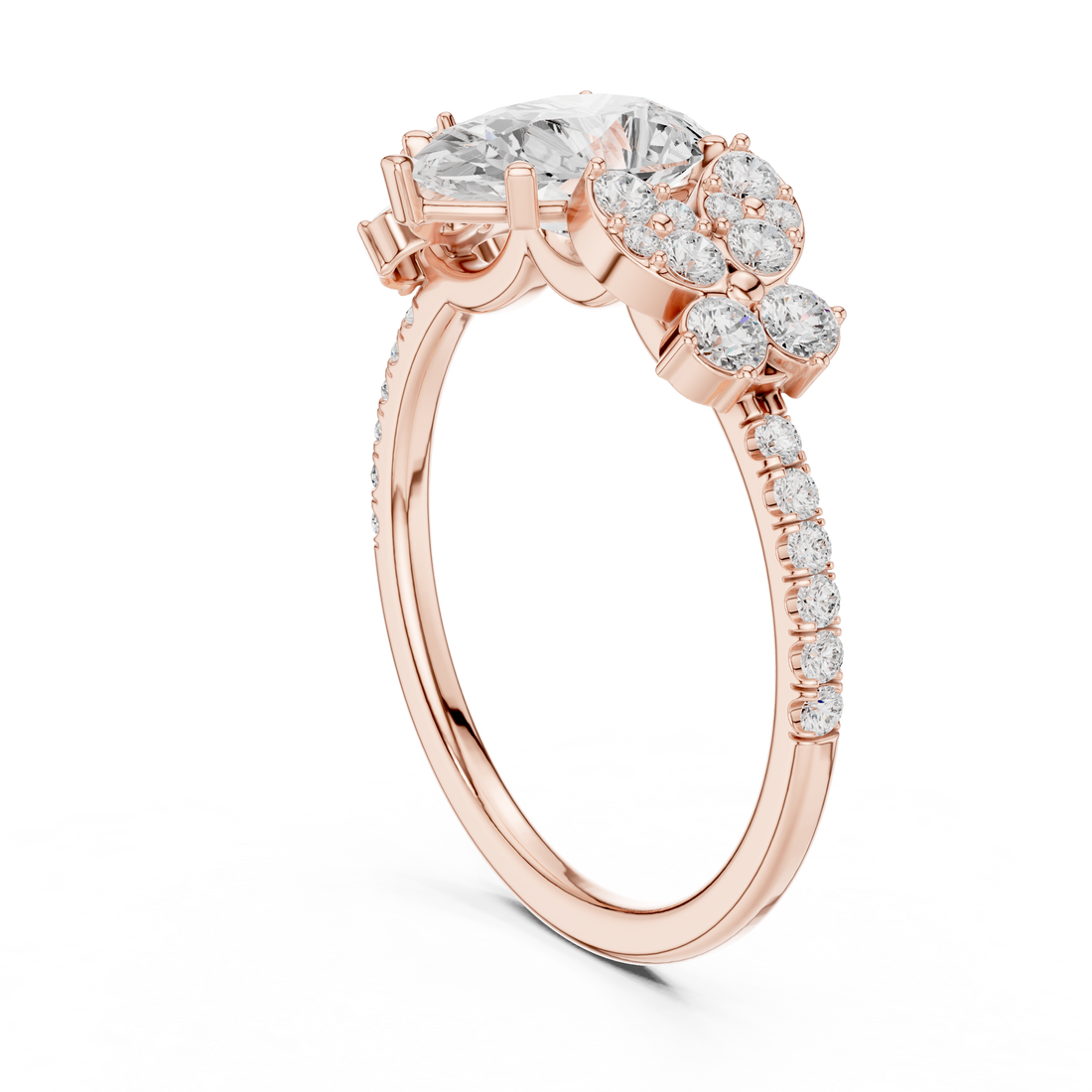 DDLR-1083 - Fashion Pear Ring - White Gold