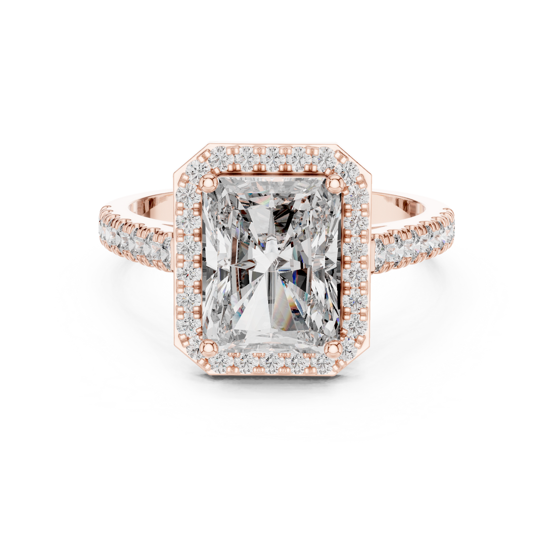 Halo Ring - Radiant | DDLR-202 - Rose Gold