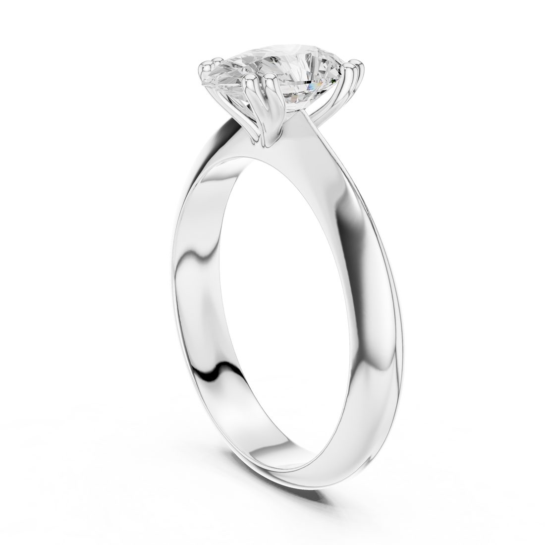 DDLR-147-PE - Solitaire Pear Ring - White Gold