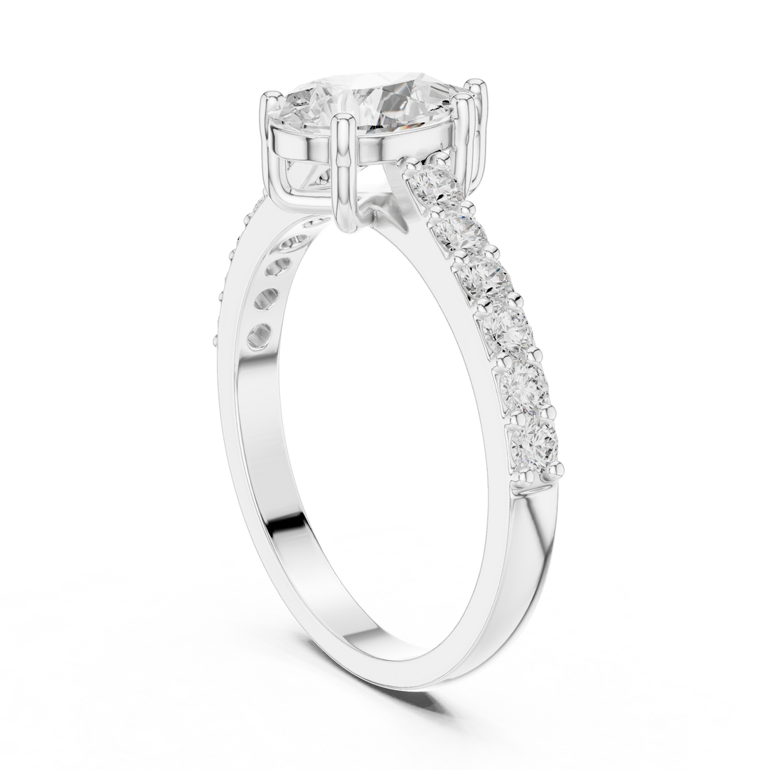 HLR-48 - Solitaire Pear Ring - White Gold