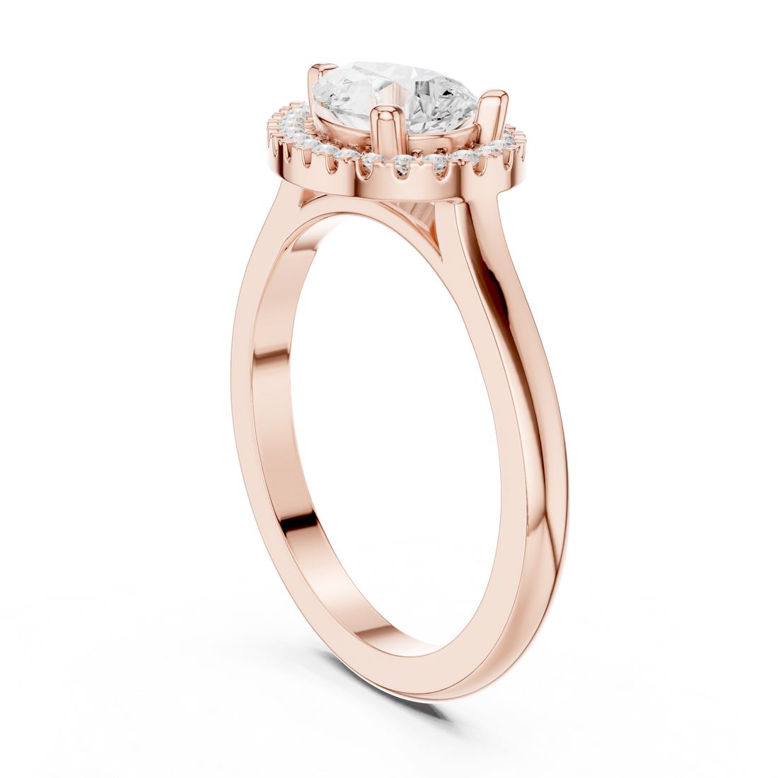 DDLR-346 - Halo Pear Ring - White Gold