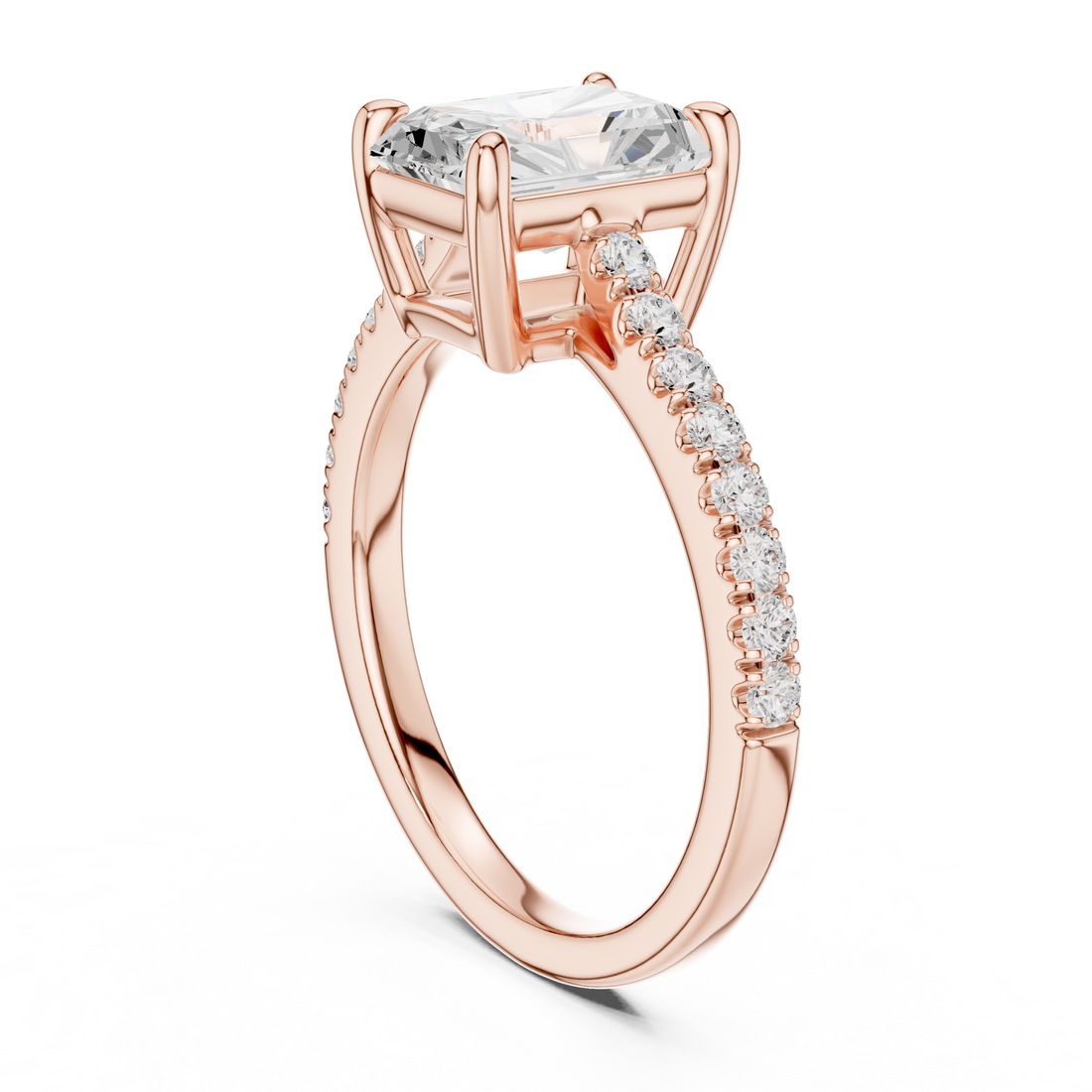 DDLR-039-RA - Solitaire Radiant Ring - White Gold