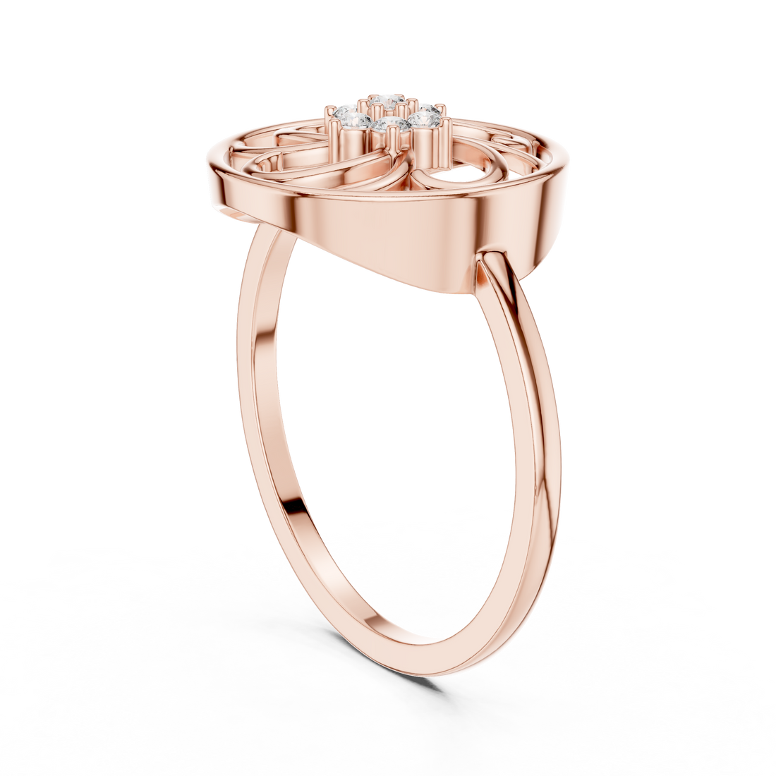 DR-6231 - Fashion Round Ring - White Gold