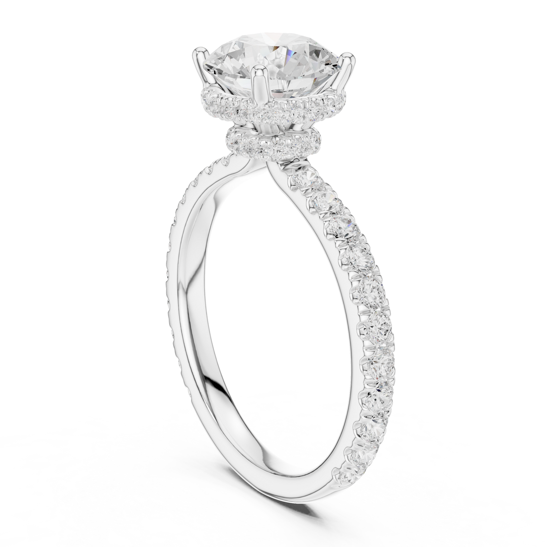 DDLR-165 -RD - Halo Round Ring - White Gold