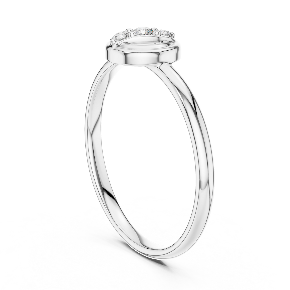 1 (400) - Fashion Round Ring - White Gold