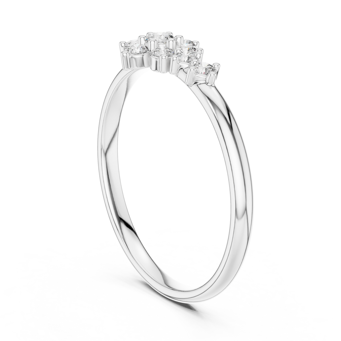 1 (351) - Fashion Round Ring - White Gold