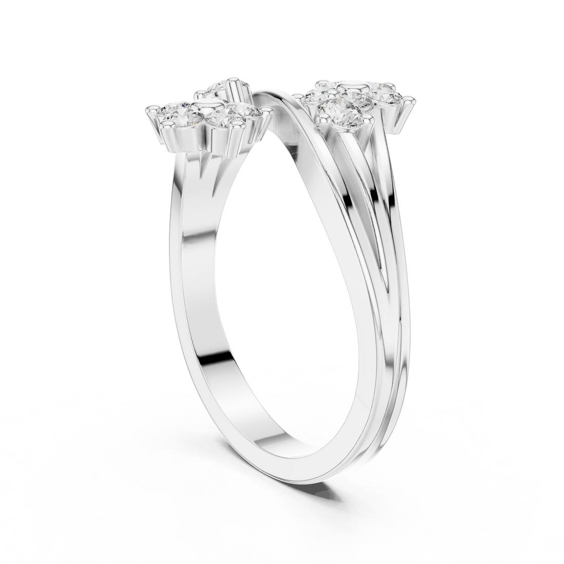 9#10068L - Bypass Round Ring - White Gold