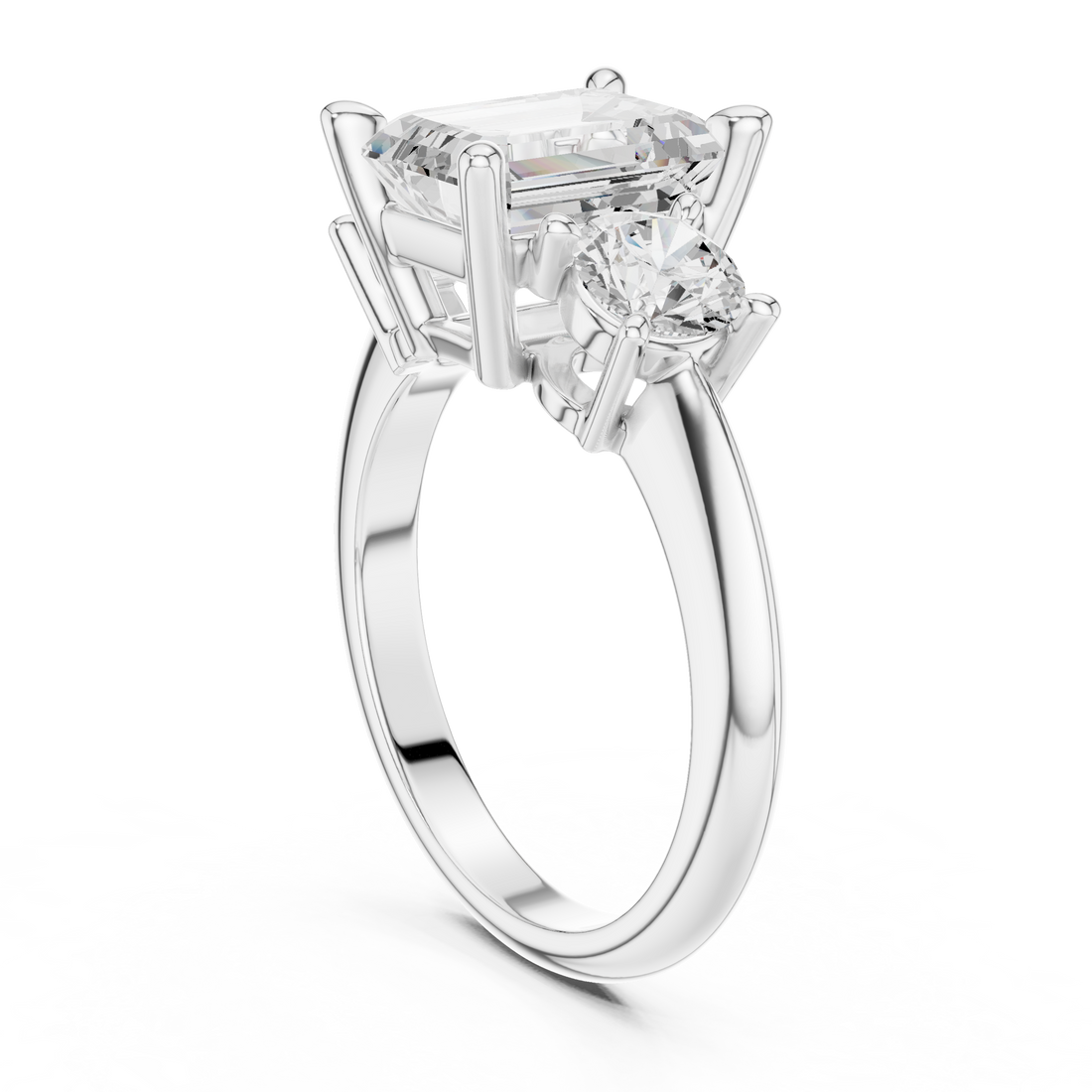 DDLR-901 - Three Stone Emerald Ring - White Gold
